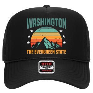 Funny Washington The Evergreen State Home High Crown Mesh Back Trucker Hat