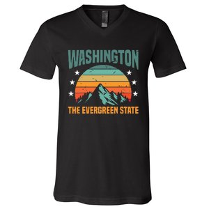 Funny Washington The Evergreen State Home V-Neck T-Shirt