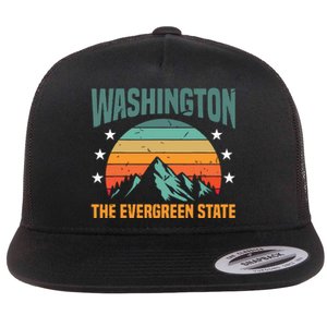 Funny Washington The Evergreen State Home Flat Bill Trucker Hat