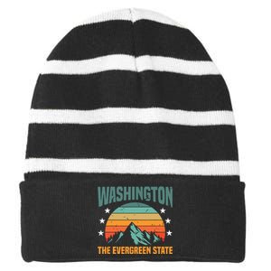 Funny Washington The Evergreen State Home Striped Beanie with Solid Band