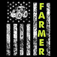 Flag With Tractor Patriotic Farmer Cooling Performance Crew T-Shirt