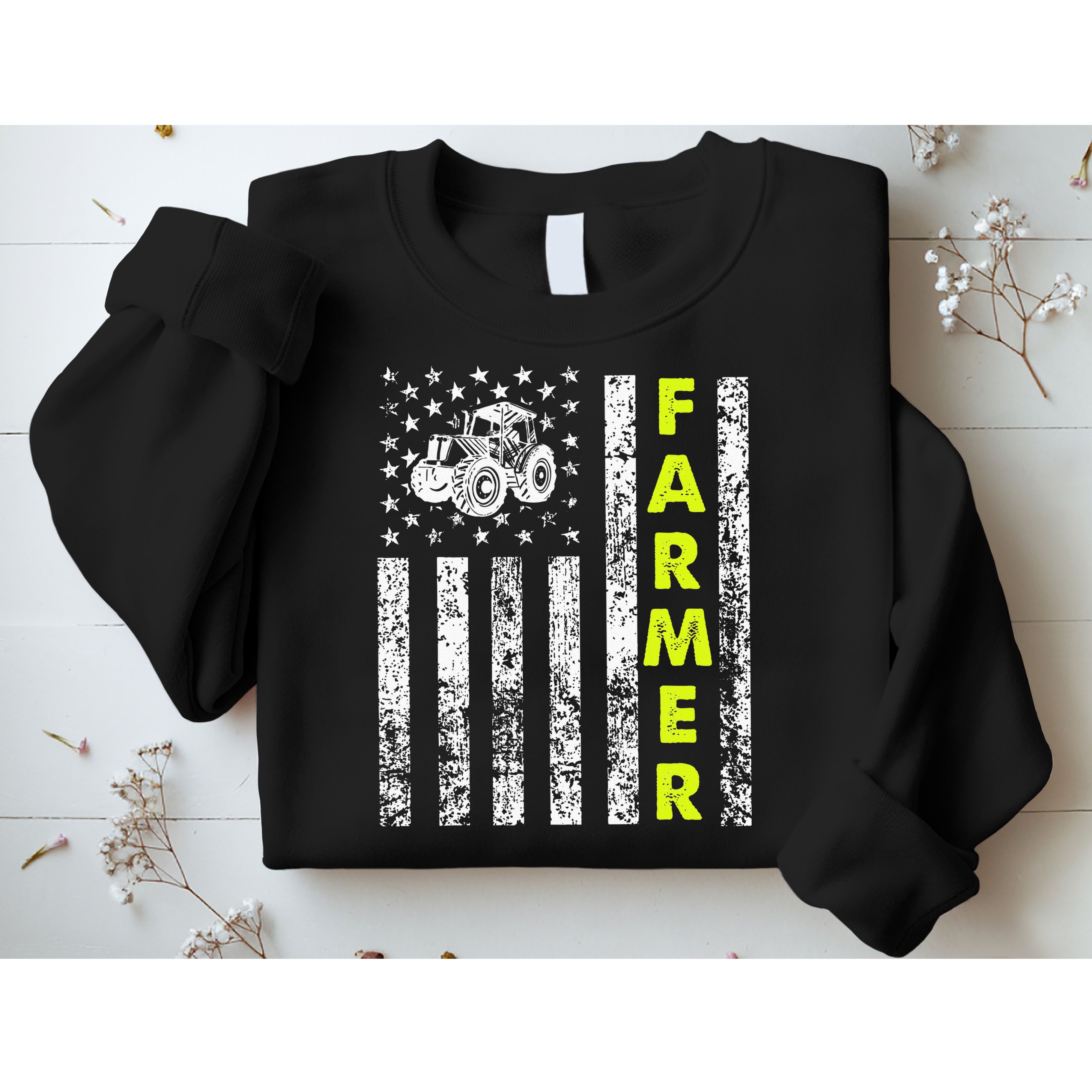Flag With Tractor Patriotic Farmer Sweatshirt