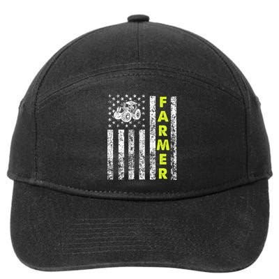 Flag With Tractor Patriotic Farmer 7-Panel Snapback Hat