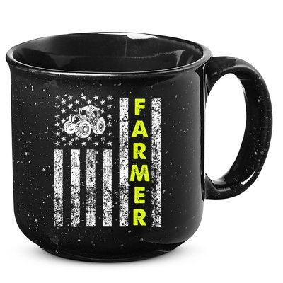 Flag With Tractor Patriotic Farmer 15oz Campfire Ceramic Mug