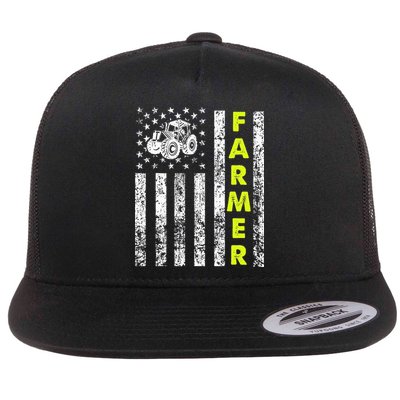 Flag With Tractor Patriotic Farmer Flatbill Hat