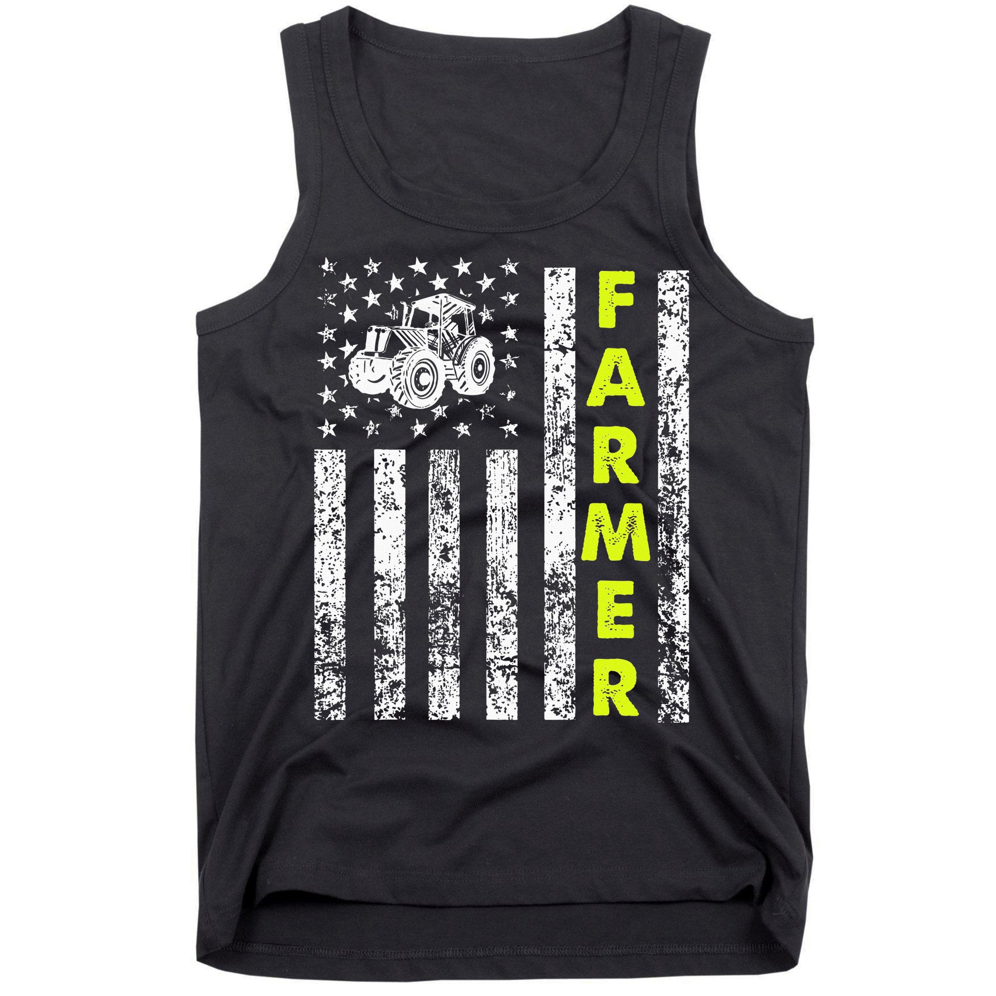 Flag With Tractor Patriotic Farmer Tank Top