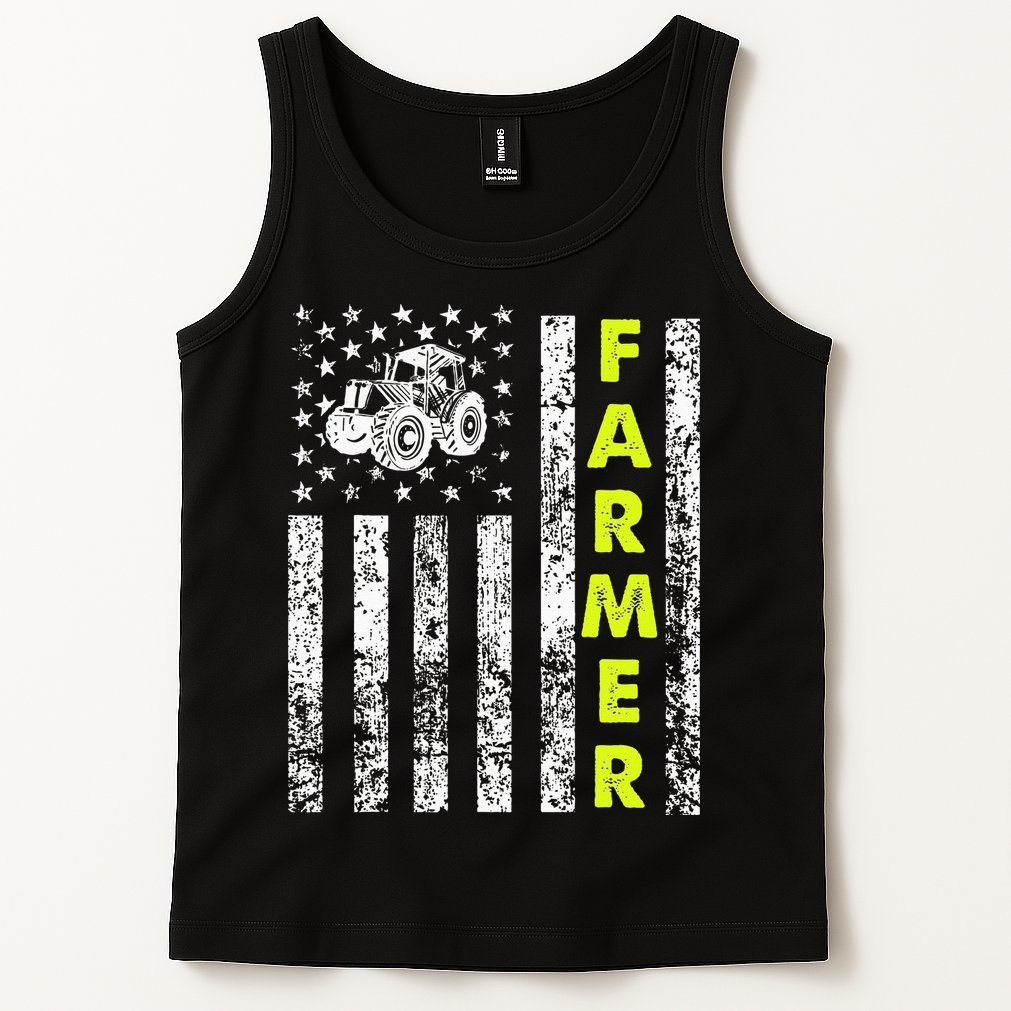 Flag With Tractor Patriotic Farmer Tank Top