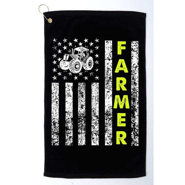 Flag With Tractor Patriotic Farmer Golf Towel