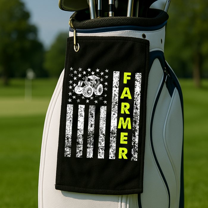 Flag With Tractor Patriotic Farmer Golf Towel