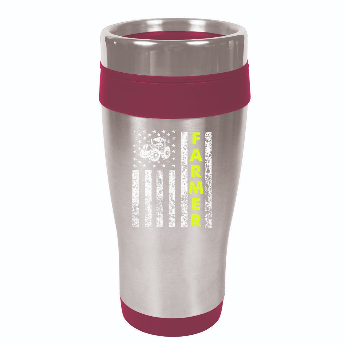 Flag With Tractor Patriotic Farmer 16oz Travel Tumbler