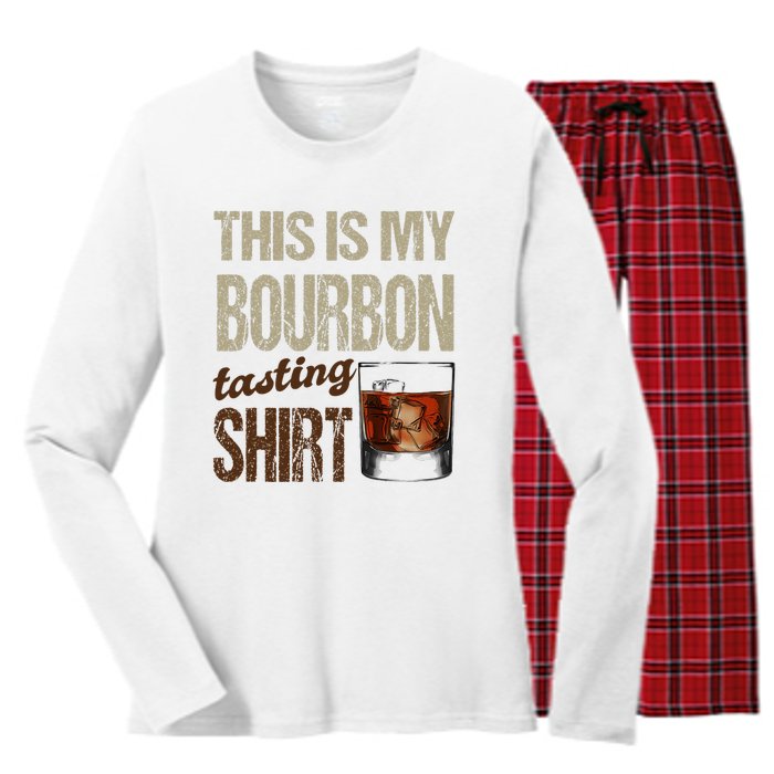 Funny Whiskey This Is My Bourbon Tasting Women's Long Sleeve Flannel Pajama Set 