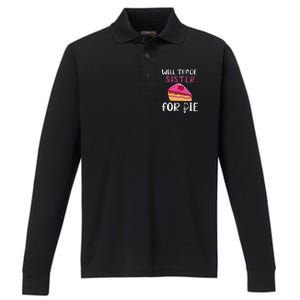 Funny Will Trade Sister For Pie Pumpkin Pie Thanksgiving Performance Long Sleeve Polo