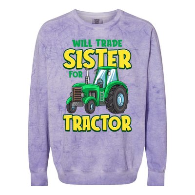 Funny Will Trade Sister For Tractor Farm Truck Boy Colorblast Crewneck Sweatshirt