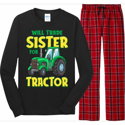 Funny Will Trade Sister For Tractor Farm Truck Boy Long Sleeve Pajama Set