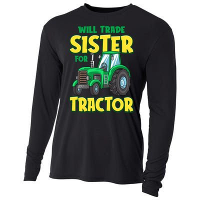 Funny Will Trade Sister For Tractor Farm Truck Boy Cooling Performance Long Sleeve Crew