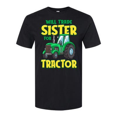 Funny Will Trade Sister For Tractor Farm Truck Boy Softstyle CVC T-Shirt