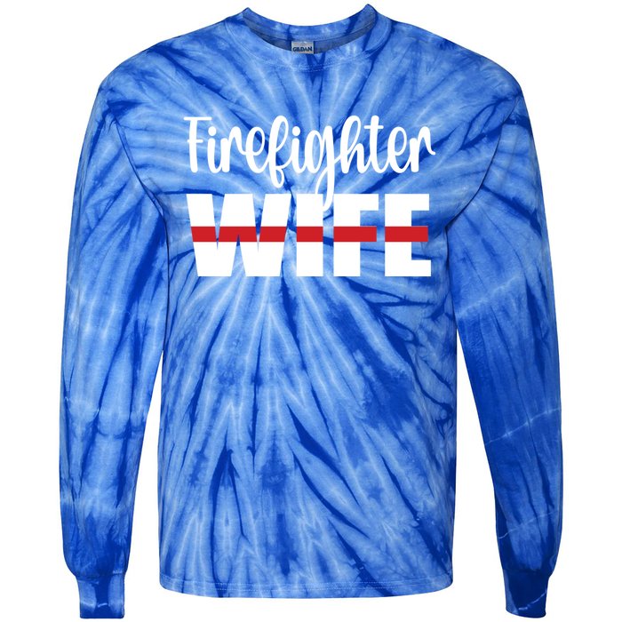 Firefighter Wife Thin Red Line Husband Proud Fire Wife Gift Tie-Dye Long Sleeve Shirt