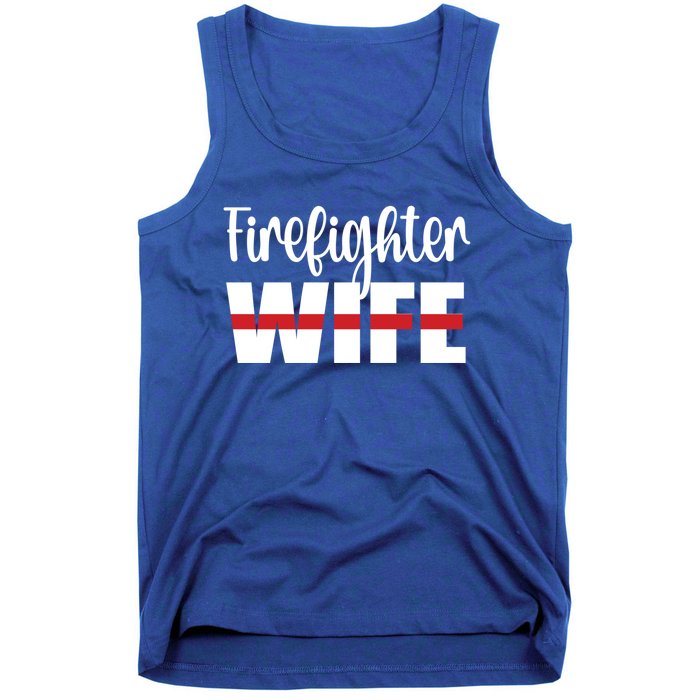 Firefighter Wife Thin Red Line Husband Proud Fire Wife Gift Tank Top