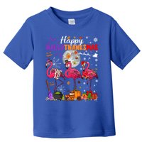 Funny Witch Turkey Santa Pink Flamingos Happy Hallothanksmas Gift Toddler T-Shirt