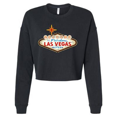 Funny Welcome To Las Vegas Classic Sign Cropped Pullover Crew
