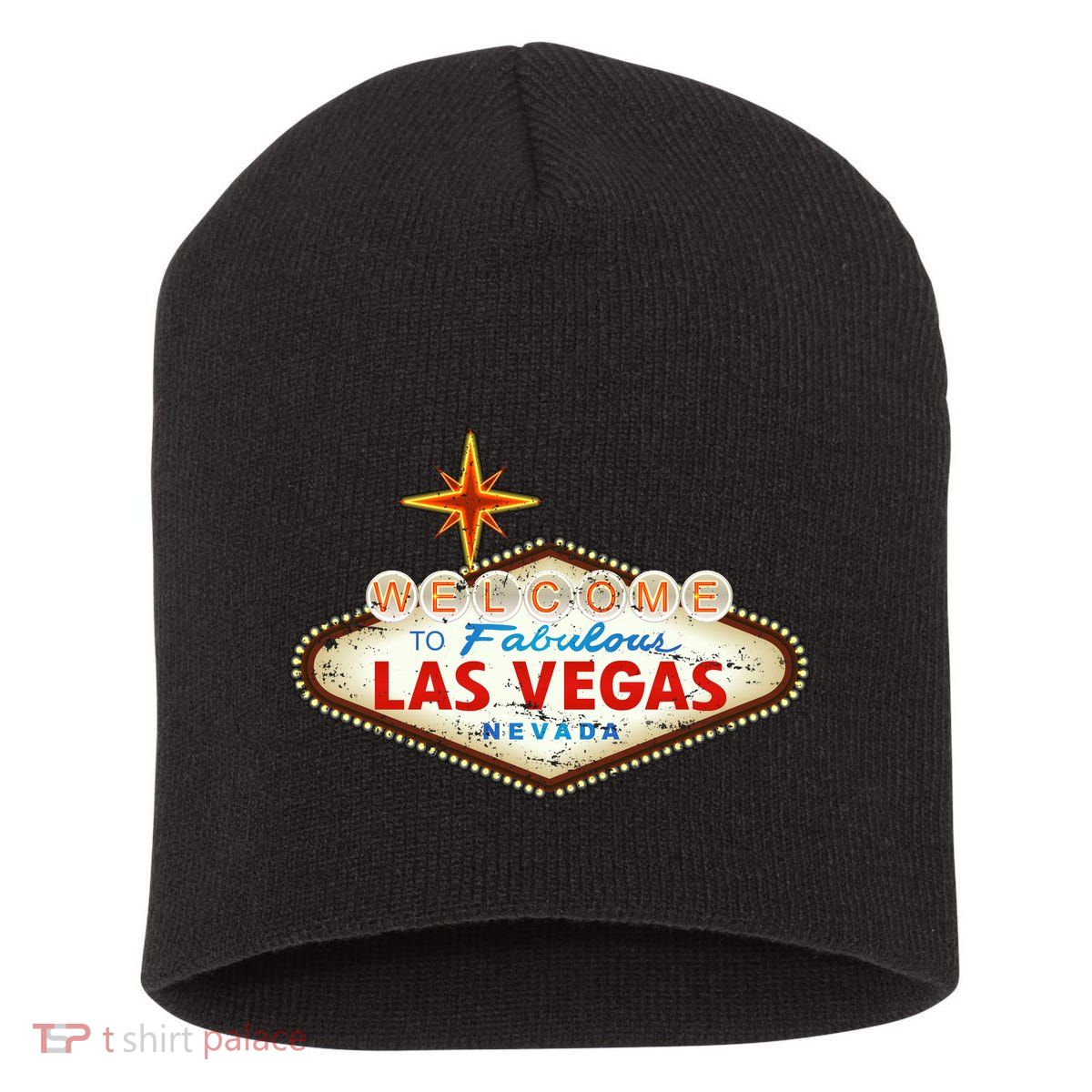 Funny Welcome To Las Vegas Classic Sign Short Acrylic Beanie