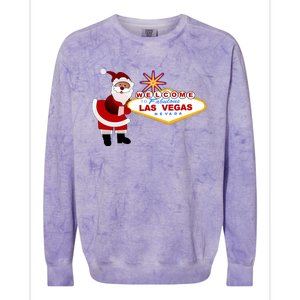 Famous Welcome To Las Vegas Sign With Santa Claus Christmas Colorblast Crewneck Sweatshirt