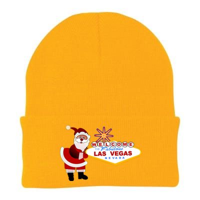 Famous Welcome To Las Vegas Sign With Santa Claus Christmas Knit Cap Winter Beanie