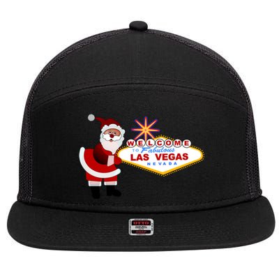 Famous Welcome To Las Vegas Sign With Santa Claus Christmas 7 Panel Mesh Trucker Snapback Hat