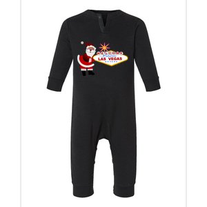 Famous Welcome To Las Vegas Sign With Santa Claus Christmas Infant Fleece One Piece