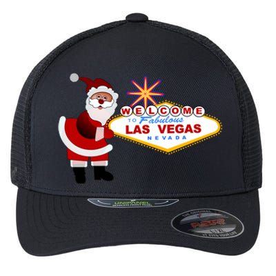 Famous Welcome To Las Vegas Sign With Santa Claus Christmas Flexfit Unipanel Trucker Cap