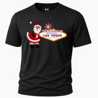 Famous Welcome To Las Vegas Sign With Santa Claus Christmas Cooling Performance Crew T-Shirt