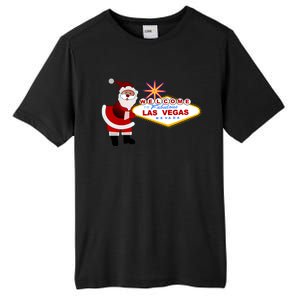 Famous Welcome To Las Vegas Sign With Santa Claus Christmas Tall Fusion ChromaSoft Performance T-Shirt