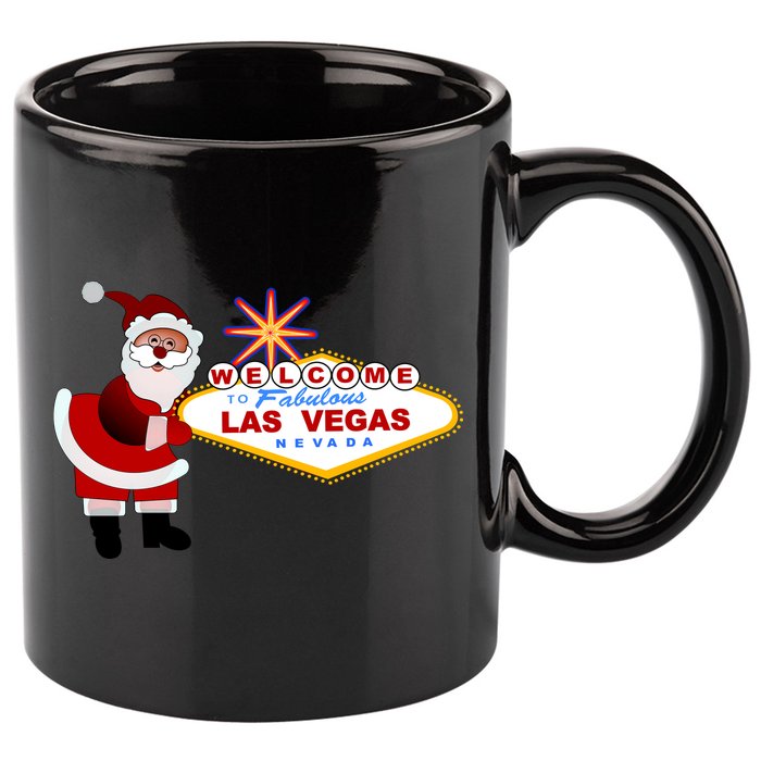 Famous Welcome To Las Vegas Sign With Santa Claus Christmas 11oz C Handle Ceramic Mug