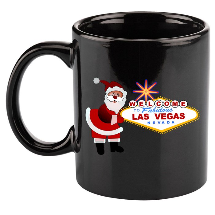 Famous Welcome To Las Vegas Sign With Santa Claus Christmas 11oz C Handle Ceramic Mug