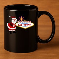 Famous Welcome To Las Vegas Sign With Santa Claus Christmas 11oz C Handle Ceramic Mug
