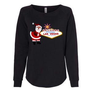 Famous Welcome To Las Vegas Sign With Santa Claus Christmas Womens California Wash Sweatshirt