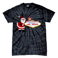Famous Welcome To Las Vegas Sign With Santa Claus Christmas Tie-Dye T-Shirt