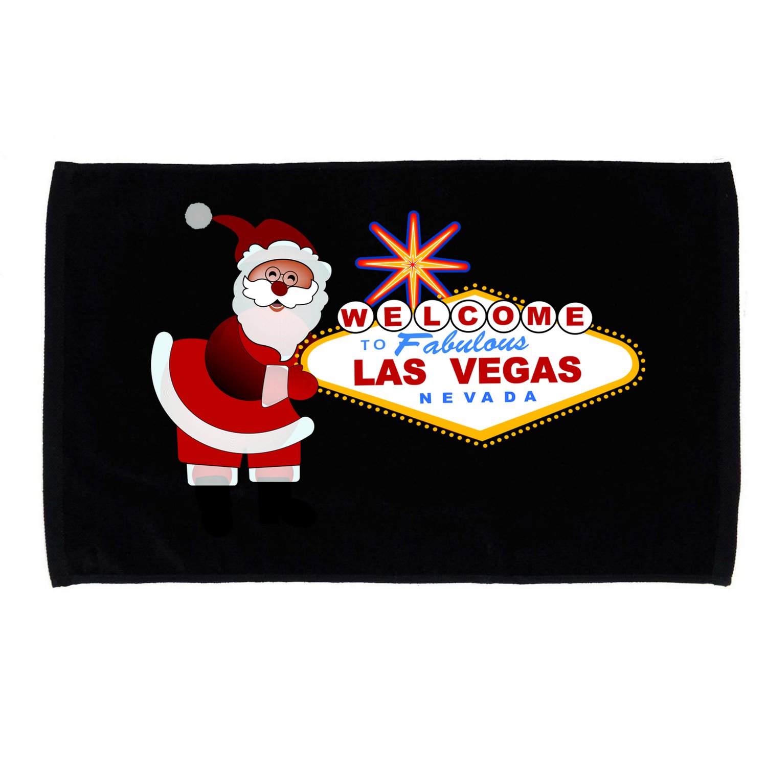 Famous Welcome To Las Vegas Sign With Santa Claus Christmas Microfiber Hand Towel