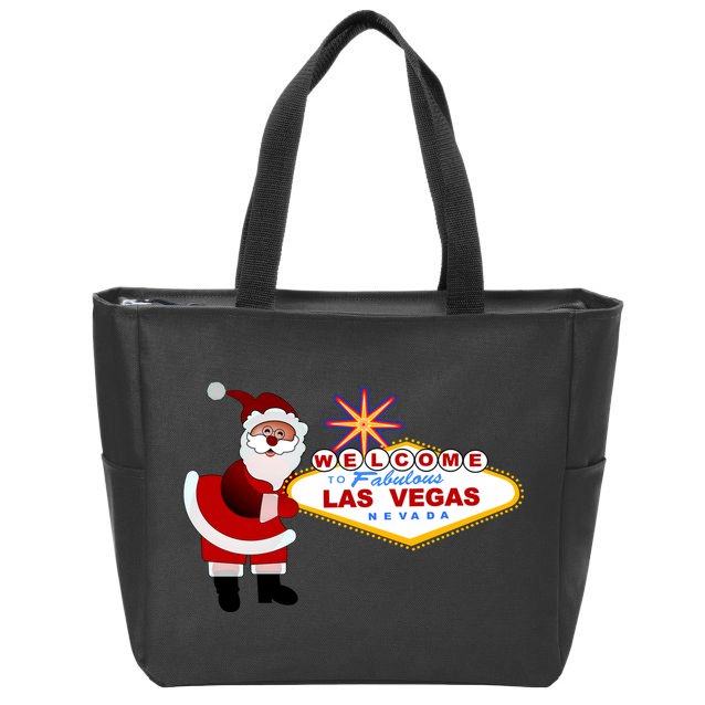 Famous Welcome To Las Vegas Sign With Santa Claus Christmas Zip Tote Bag