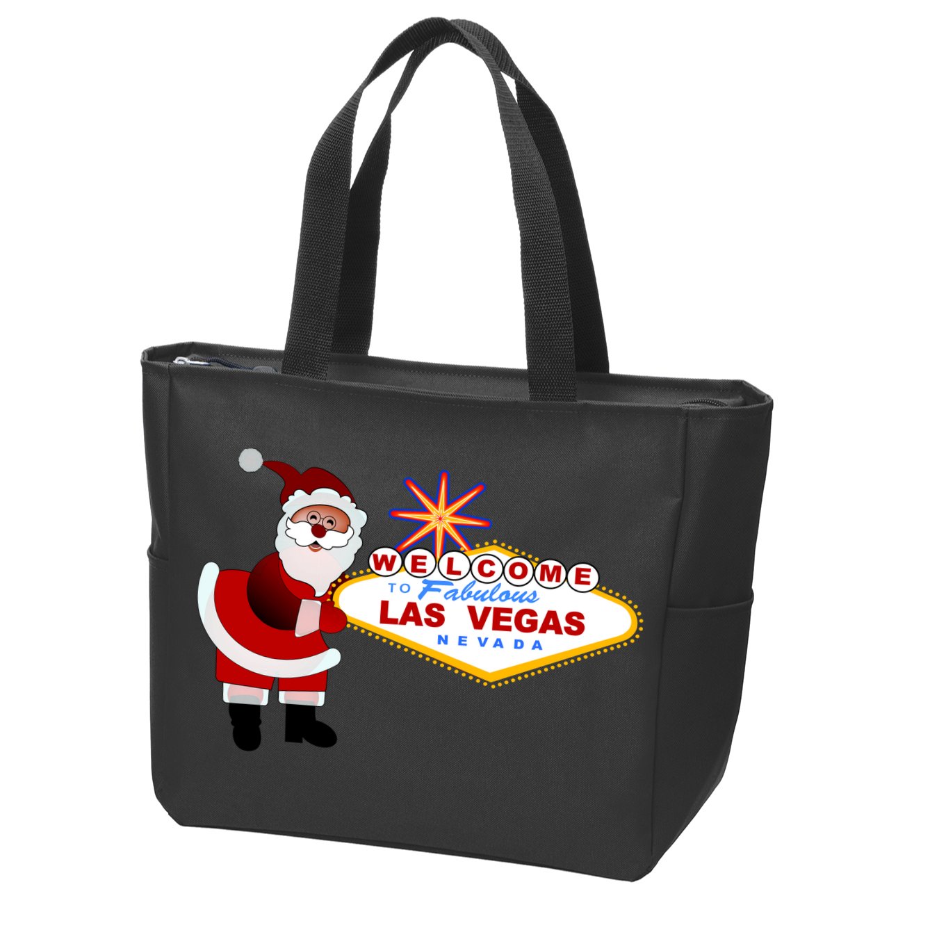 Famous Welcome To Las Vegas Sign With Santa Claus Christmas Zip Tote Bag