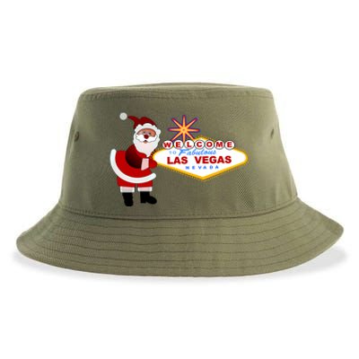 Famous Welcome To Las Vegas Sign With Santa Claus Christmas Sustainable Bucket Hat