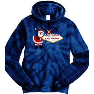 Famous Welcome To Las Vegas Sign With Santa Claus Christmas Tie Dye Hoodie