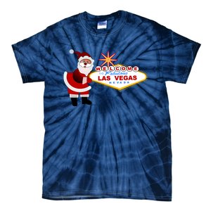 Famous Welcome To Las Vegas Sign With Santa Claus Christmas Tie-Dye T-Shirt