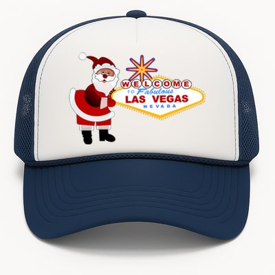 Famous Welcome To Las Vegas Sign With Santa Claus Christmas Trucker Hat