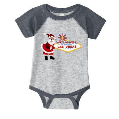 Famous Welcome To Las Vegas Sign With Santa Claus Christmas Infant Baby Jersey Bodysuit