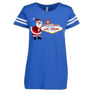 Famous Welcome To Las Vegas Sign With Santa Claus Christmas Enza Ladies Jersey Football T-Shirt