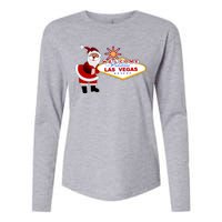 Famous Welcome To Las Vegas Sign With Santa Claus Christmas Womens Cotton Relaxed Long Sleeve T-Shirt