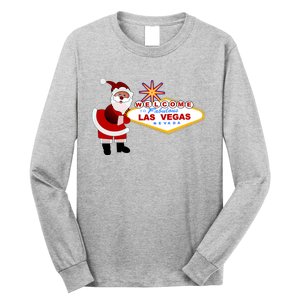 Famous Welcome To Las Vegas Sign With Santa Claus Christmas Long Sleeve Shirt