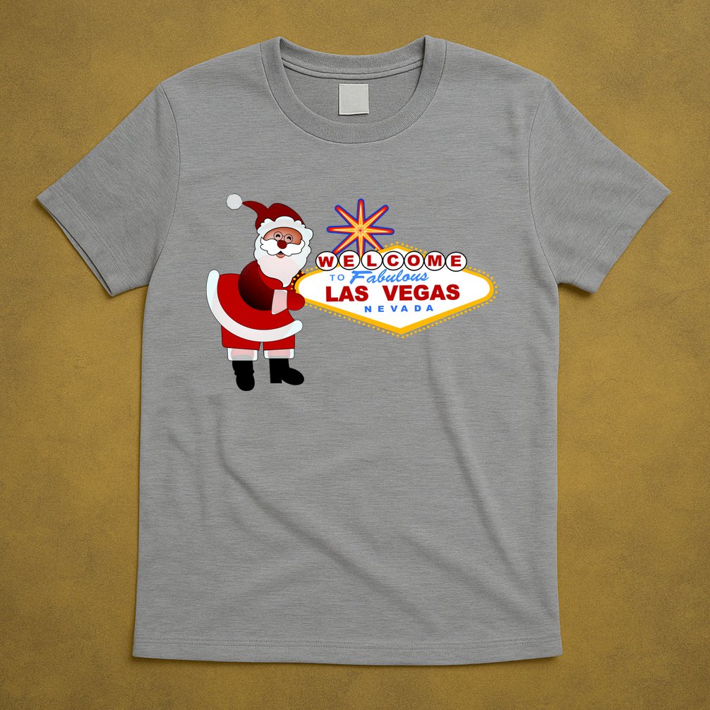Famous Welcome To Las Vegas Sign With Santa Claus Christmas T-Shirt