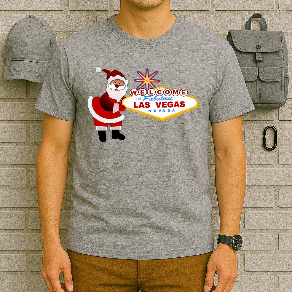 Famous Welcome To Las Vegas Sign With Santa Claus Christmas T-Shirt